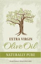 Olive tree vintage label. Vector design.