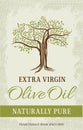 Olive tree vintage label. Vector design. Royalty Free Stock Photo