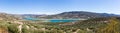 Olive trees around Lake Iznajar in Andalucia Royalty Free Stock Photo