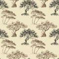 Olive trees seamless pattern