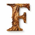 Olive Wood Letter F On White Background