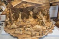 Olive wood sculptures for sale in Bethlehem Royalty Free Stock Photo