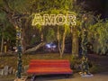 Oliveira de Azemeis, Portugal - december 2 2023: Families watching the Christmas lights and having fun with the children at the