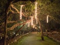 Oliveira de Azemeis, Portugal - december 2 2023: Families watching the Christmas lights and having fun with the children at the