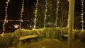 Oliveira de Azemeis, Portugal - december 2 2023 A walker's point of view of Christmas lights decorating the La Salette park during