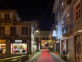 Oliveira de Azemeis, Portugal - december 1 2023. A walker s point of view of Christmas lights