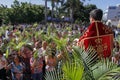 Celebrant sprinkles branches on Palm Sunday