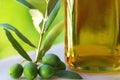 Oliveoil and olives. Royalty Free Stock Photo