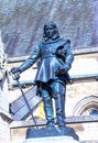 Oliver Cromwell - 1899 statue by Hamo Thornycroft in front of Palace of Westminster (Parliament), London, UK Royalty Free Stock Photo