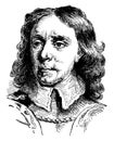 Oliver Cromwell, vintage illustration
