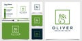 Oliver logo with creative abstract concept and business card design Premium Vector Royalty Free Stock Photo