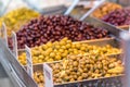 Olives. Of all varieties and in all shapes! Blacks, greens, bigs, little ones, Syrians, Arabs, Royalty Free Stock Photo