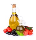 Olives and a bottle of olive