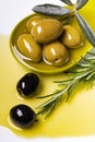 Olives dressed with extra virgin olive oil Royalty Free Stock Photo