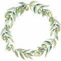 Olives Frame Clipart, Watercolor hand painted Floral Wreath, Olive Branch illustration, Greenery Clip art, Petal, Wedding Invites