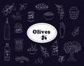 Olives hand-drawn set Royalty Free Stock Photo