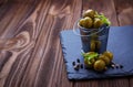 Olives in iron bucket Royalty Free Stock Photo