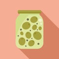 Olives jar icon flat vector. Food pickle Royalty Free Stock Photo