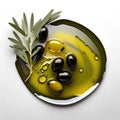 olives in oil on a white background. healthy eating. pure product