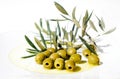 Olives and Olive Oil on plate