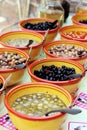 Olives Provence assortment for customers at a market stall Royalty Free Stock Photo