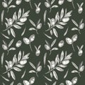 Olives seamless pattern Royalty Free Stock Photo