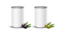 Olives tin can packaging. Vector illustration on white background Royalty Free Stock Photo