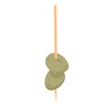 Olives on tooth stick for coctail in vector