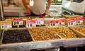 Olives in the traditional market in Kemer, Turkey