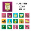 Olives, tree, branch and other products from olives.Olives set collection icons in flat style vector symbol stock