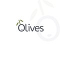 Olives vector logo. Black ripe and green olive, branch with leaves. Gourmet food emblems. Simple logotype design.
