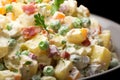 Olivier salad with peas