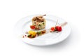 Olivier Salad or Russian Salad with Roasted Quail