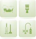 Olivine Square 2D Icons Set: Bathroom