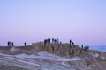 Olkhon, Siberia, Russia- February 23, 2023 : People meet the sunrise on Shamanka. Olkhon island on winter Baikal lake at Royalty Free Stock Photo