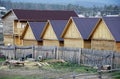 Wooden houses in the siberian village of Khuzir on Olkhon Island, Baikal Lake, Russia Royalty Free Stock Photo