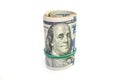 Oll of dollars bills isolated Royalty Free Stock Photo