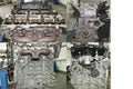 ÃÂ¡ollage of four photos with different views of a partially disassembled internal combustion engine