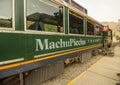 Ollantaytambo, Peru - May 25 2022: Tourist train from Cusco to Machu Picchu Royalty Free Stock Photo