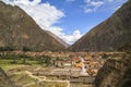 Ollantaytambo, Peru. Pinkuylluna, Inca storehouses in the Sacred Valley