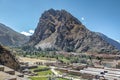 Ollantaytambo village and Pinkuylluna Mountain - Ollantaytambo, Sacred Valley, Peru Royalty Free Stock Photo