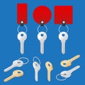 ollection of different house keys isolated on white background. Keys set. Royalty Free Stock Photo