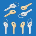 ollection of different house keys isolated on white background. Keys set. Royalty Free Stock Photo