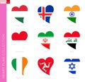 ÃÂ¡ollection of flags in the shape of a heart Royalty Free Stock Photo