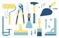 Set of tools for construction and repair in flat style. Vector illustration