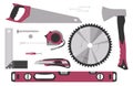 Set of tools for construction and repair in flat style. Vector illustration