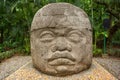 Olmec basalt head in Mexico Royalty Free Stock Photo