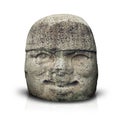 Olmec colossal head isolated on white Royalty Free Stock Photo