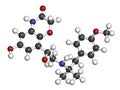 Olodaterol COPD drug molecule ultra-LABA class. 3D rendering. Atoms are represented as spheres with conventional color coding:.