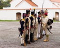 Olomouc Czech Rep. October 7th 2017 historical festival Olmutz 1813. Napoleonic soldiers stand at attention and being